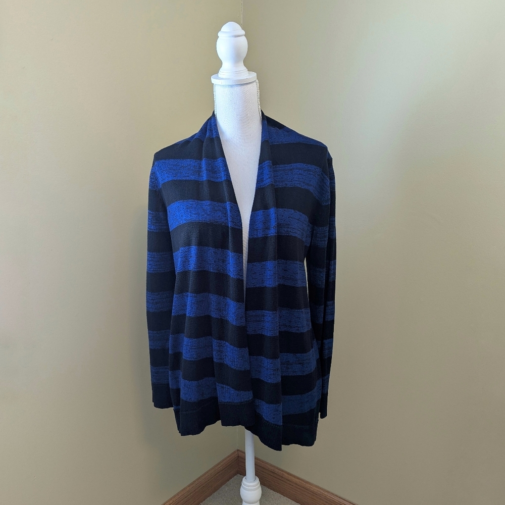 Women's Blue and Black Striped Cardigan